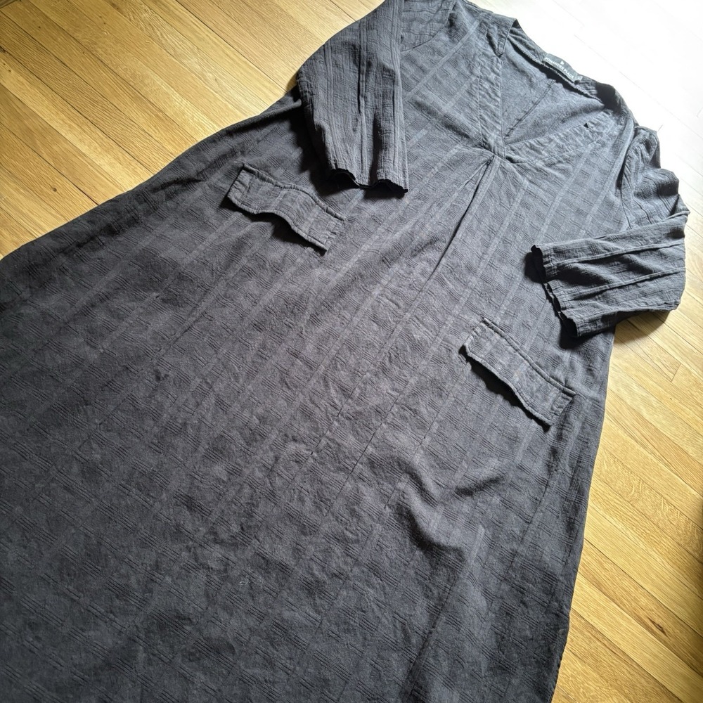 Pomander Place Tuckernuck Black Carolina Caftan Dress Maxi L Chic Minimal Resort - Picture 4 of 11